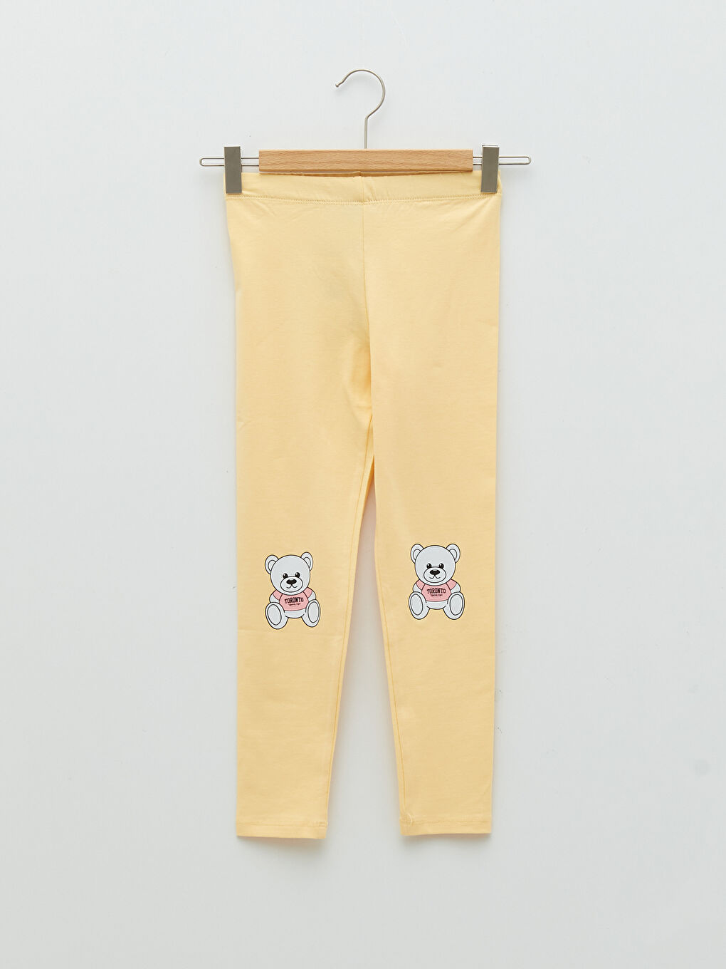 Turuncu Beli Lastikli Baskılı Pamuklu Kız Çocuk Uzun Tayt