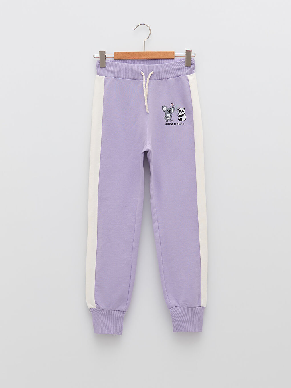 Lila Beli Lastikli Baskılı Kız Çocuk Jogger Eşofman Altı
