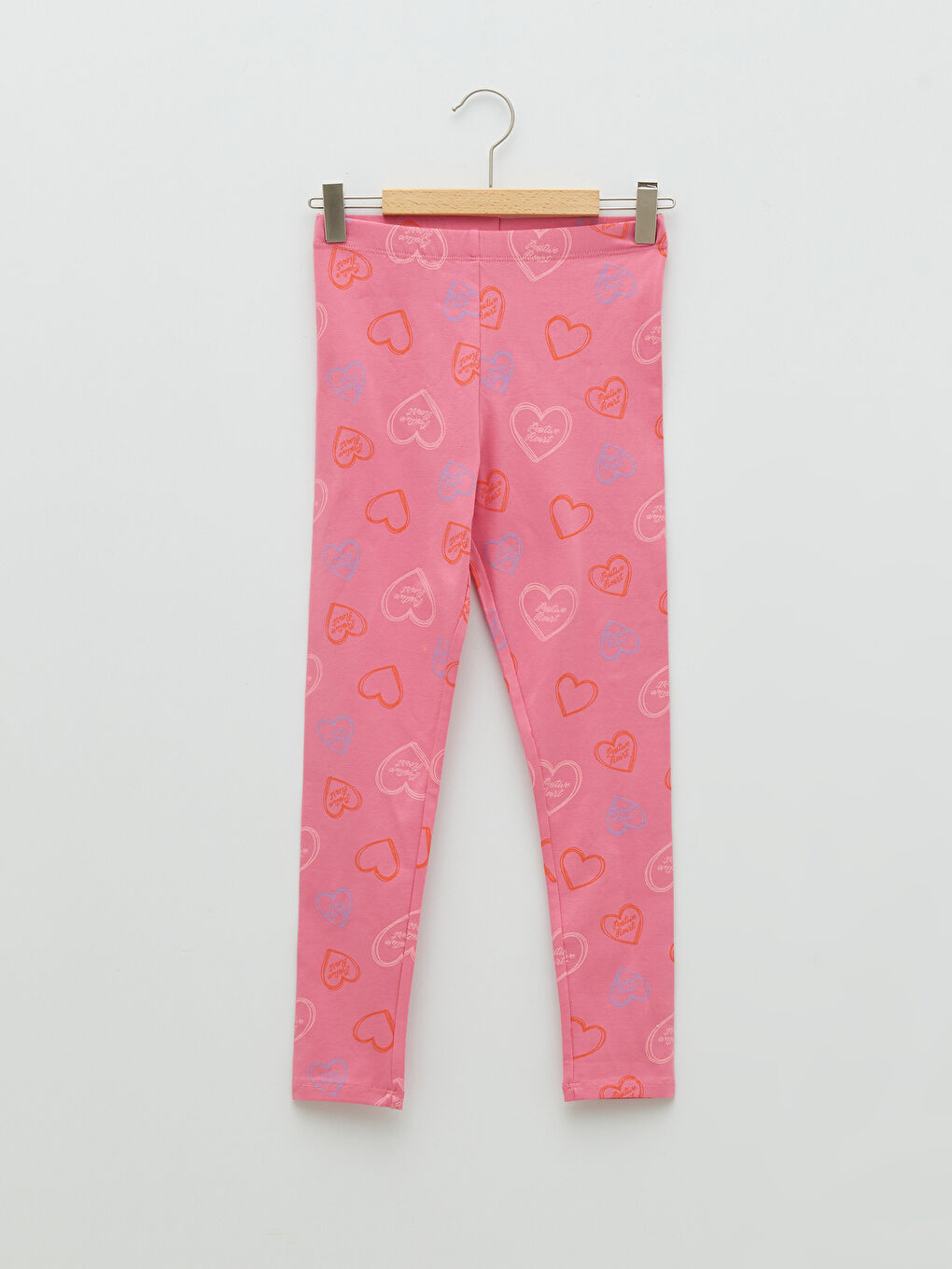 بنطلون ليجن طويل مطبوع بخصر مطاطي قطن للبنات