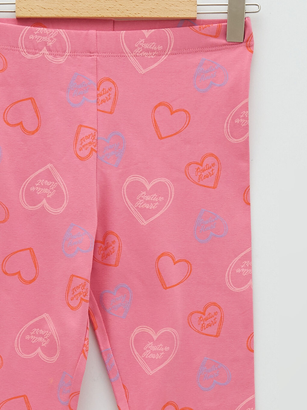 بنطلون ليجن طويل مطبوع بخصر مطاطي قطن للبنات-2