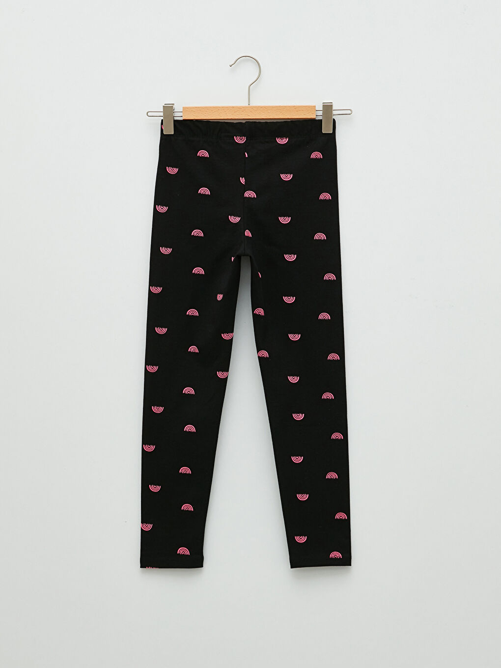 Siyah Beli Lastikli Baskılı Pamuklu Kız Çocuk Uzun Tayt-1