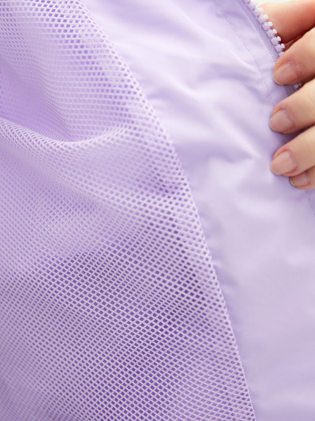 Lila Kadın Kapüşonlu Düz Yağmurluk-3