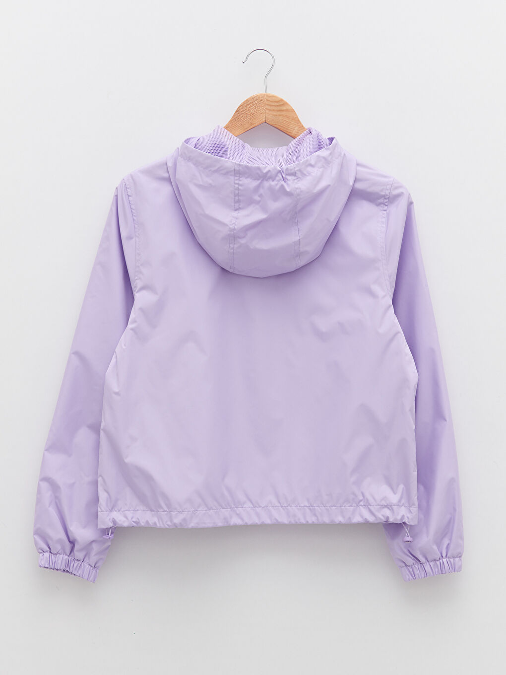 Lila Kadın Kapüşonlu Düz Yağmurluk-7