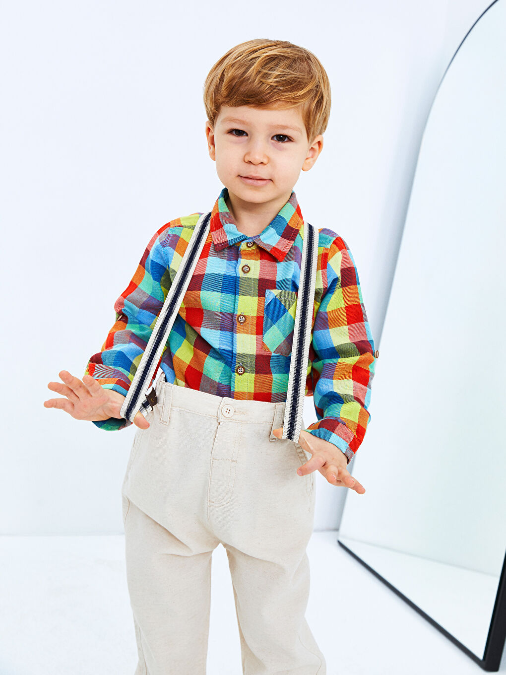 Long Sleeve Plaid Patterned Baby Boy Shirt -S25843Z1-LNA