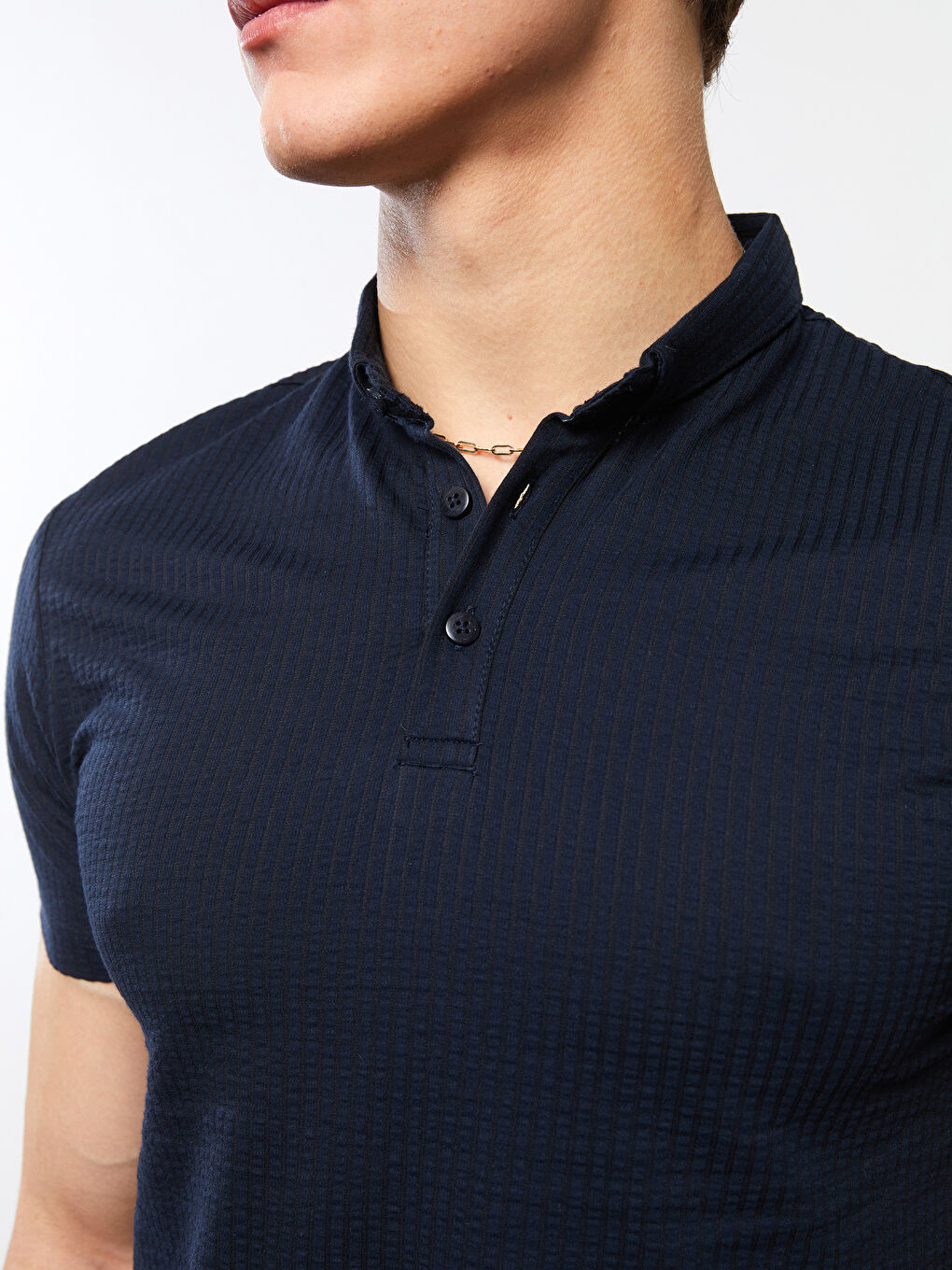 Polo Neck Short Sleeve Men's T-Shirt-3