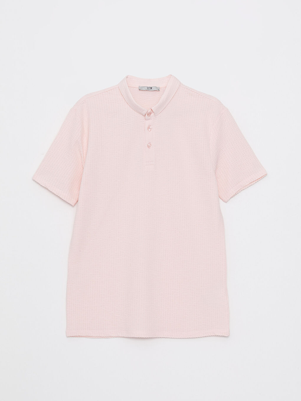 Pembe Polo Yaka Kısa Kollu Erkek Tişört-5