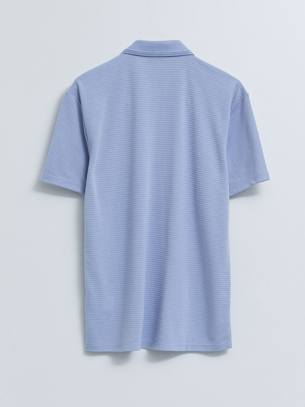 Mavi Polo Yaka Kısa Kollu Penye Erkek Tişört-6