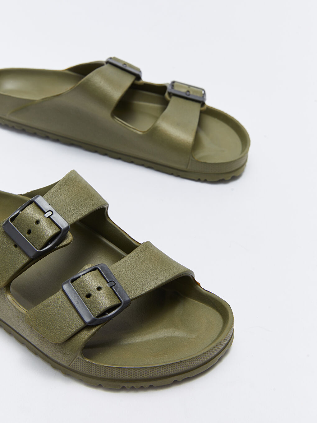 Double Band Buckle Detail Men's Slippers-2