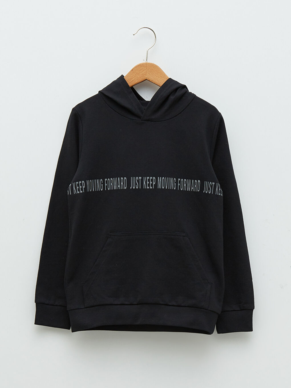 Siyah Kapüşonlu Baskılı Uzun Kollu Erkek Çocuk Sweatshirt
