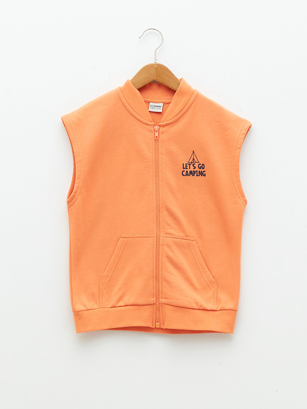 College Collar Printed Boy Zipper Vest