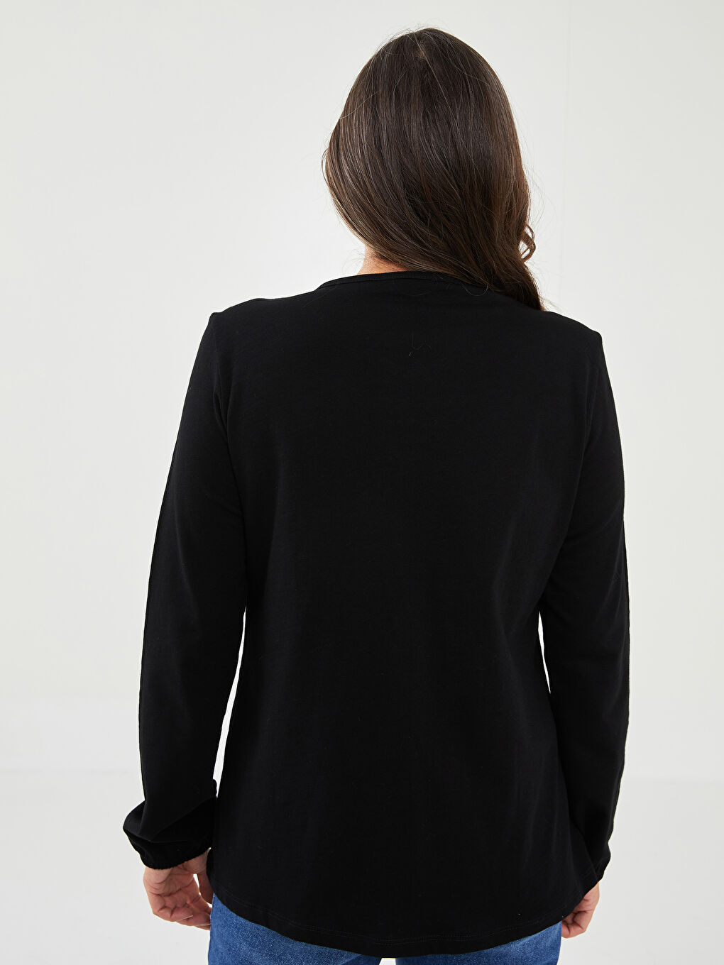 Tie Neck Embroidered Long Sleeve Women's Blouse-4