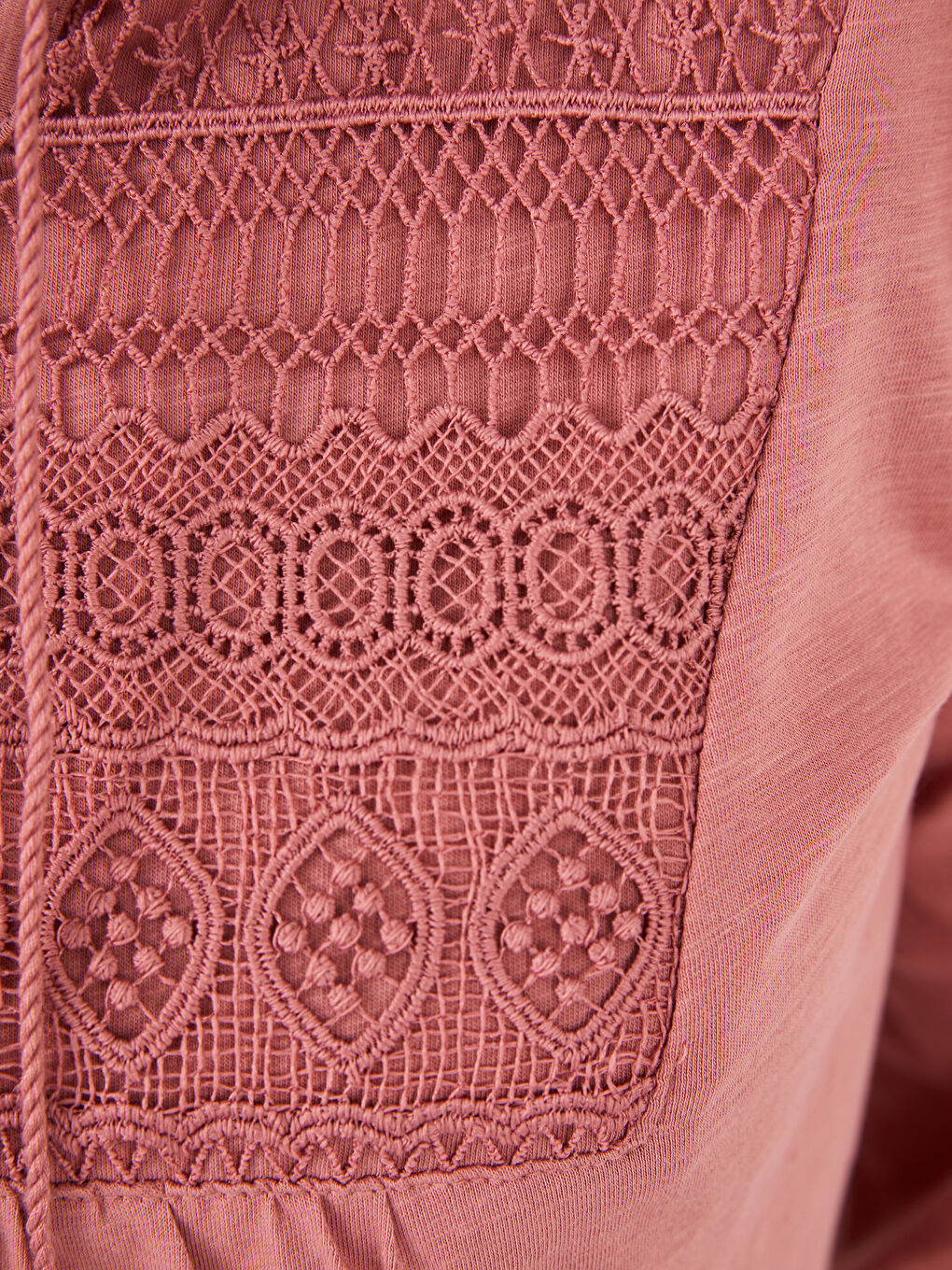 Tie Neck Embroidered Long Sleeve Women's Blouse-2