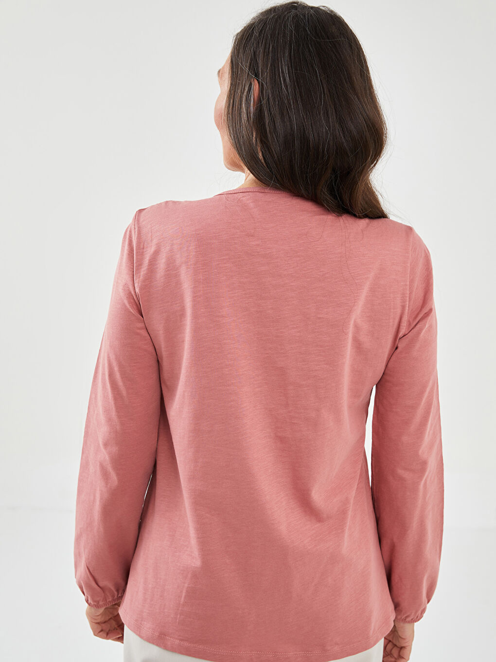 Tie Neck Embroidered Long Sleeve Women's Blouse-4