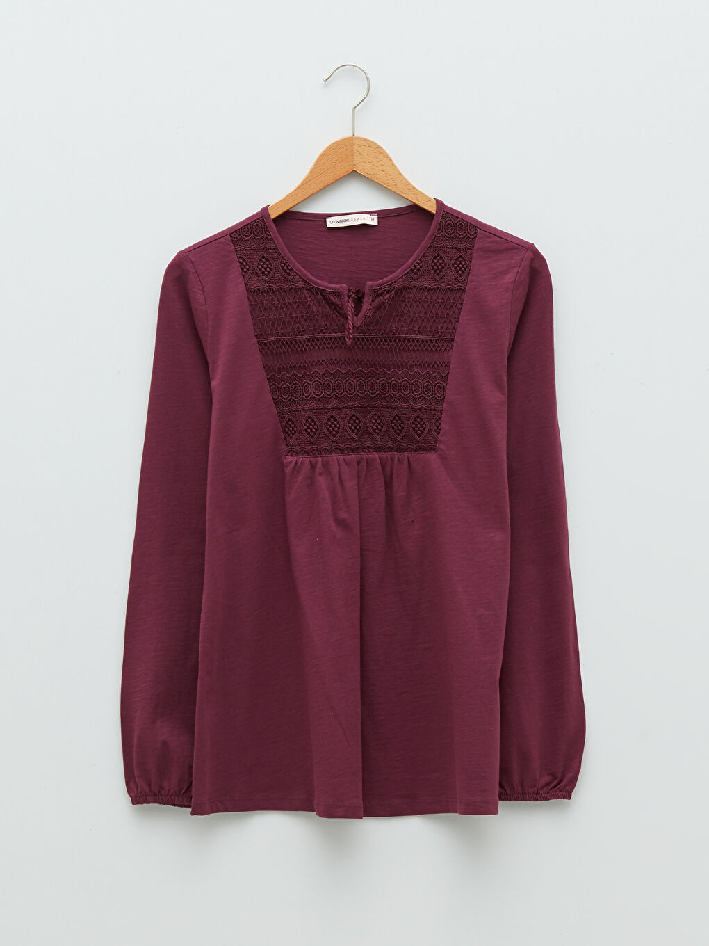 LCW Grace Tie Neck Embroidered Long Sleeve Women's Blouse -S25934Z8-HNN