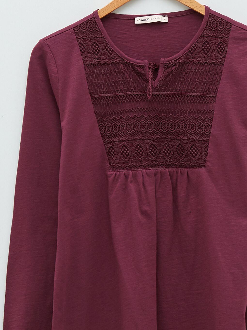 LCW Grace Tie Neck Embroidered Long Sleeve Women's Blouse -S25934Z8-HNN