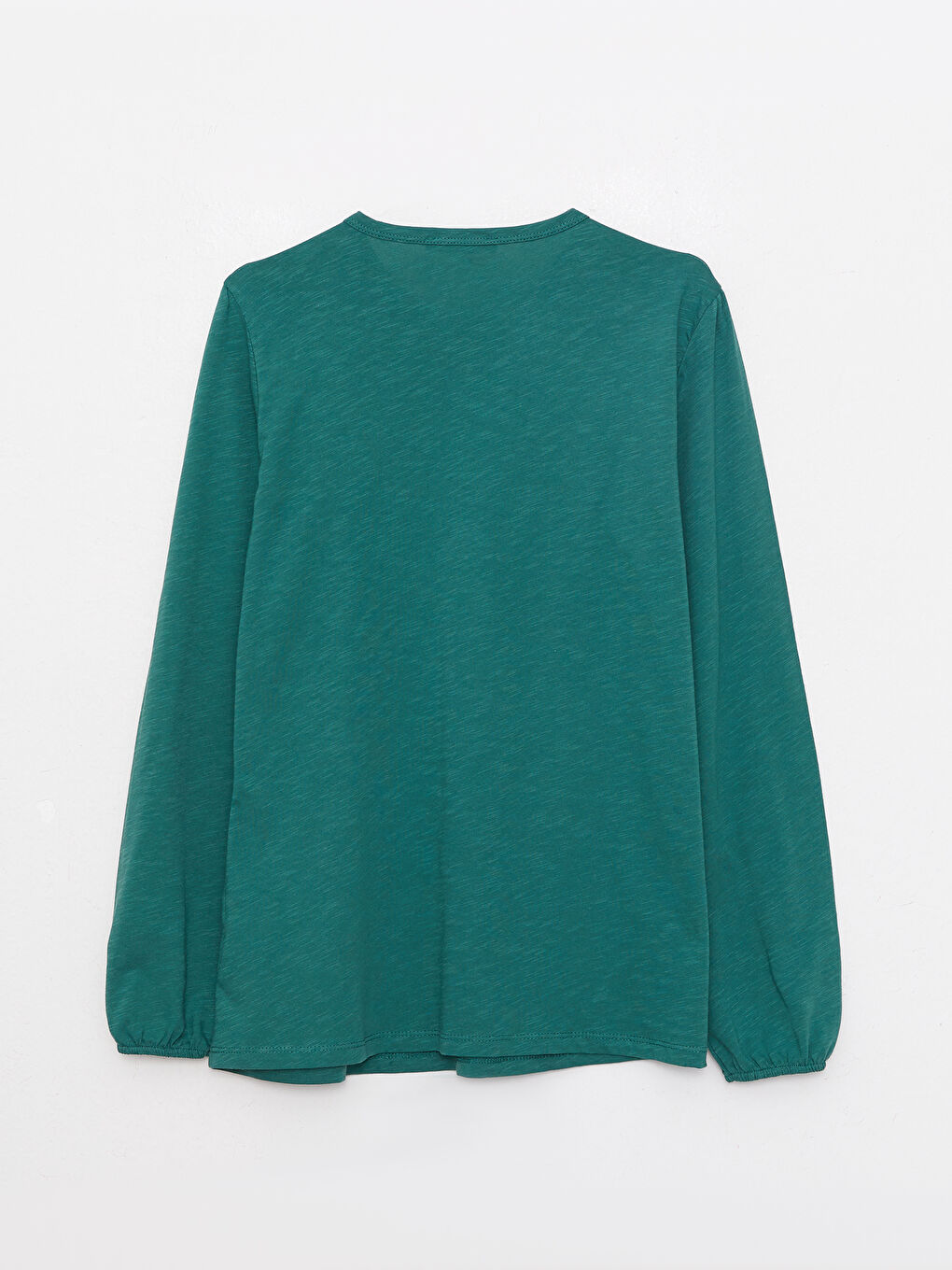 Yeşil Bisiklet Yaka Nakışlı Uzun Kollu Pamuklu Kadın Bluz-6