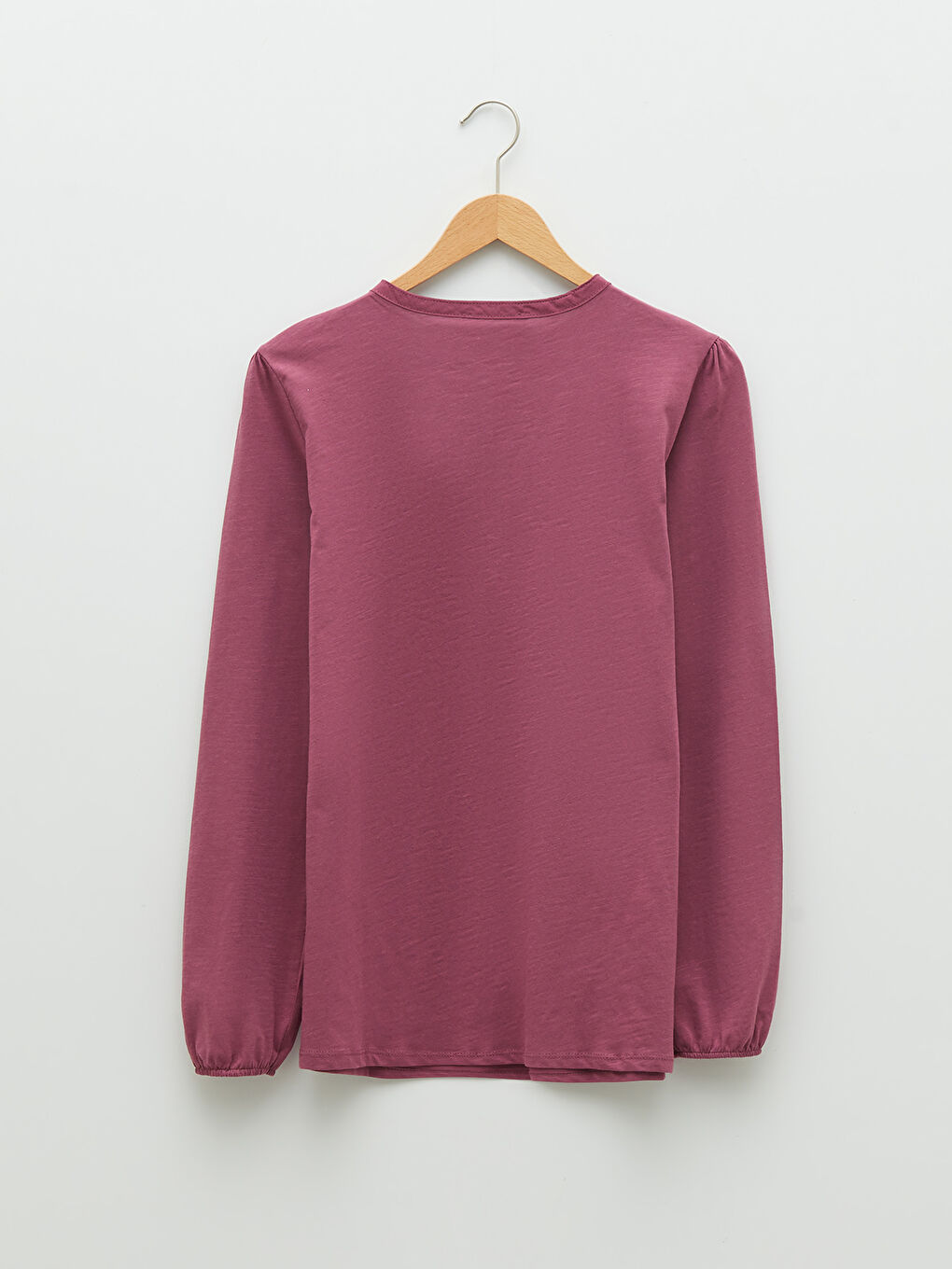 Mürdüm Bisiklet Yaka Nakışlı Uzun Kollu Pamuklu Kadın Bluz-6