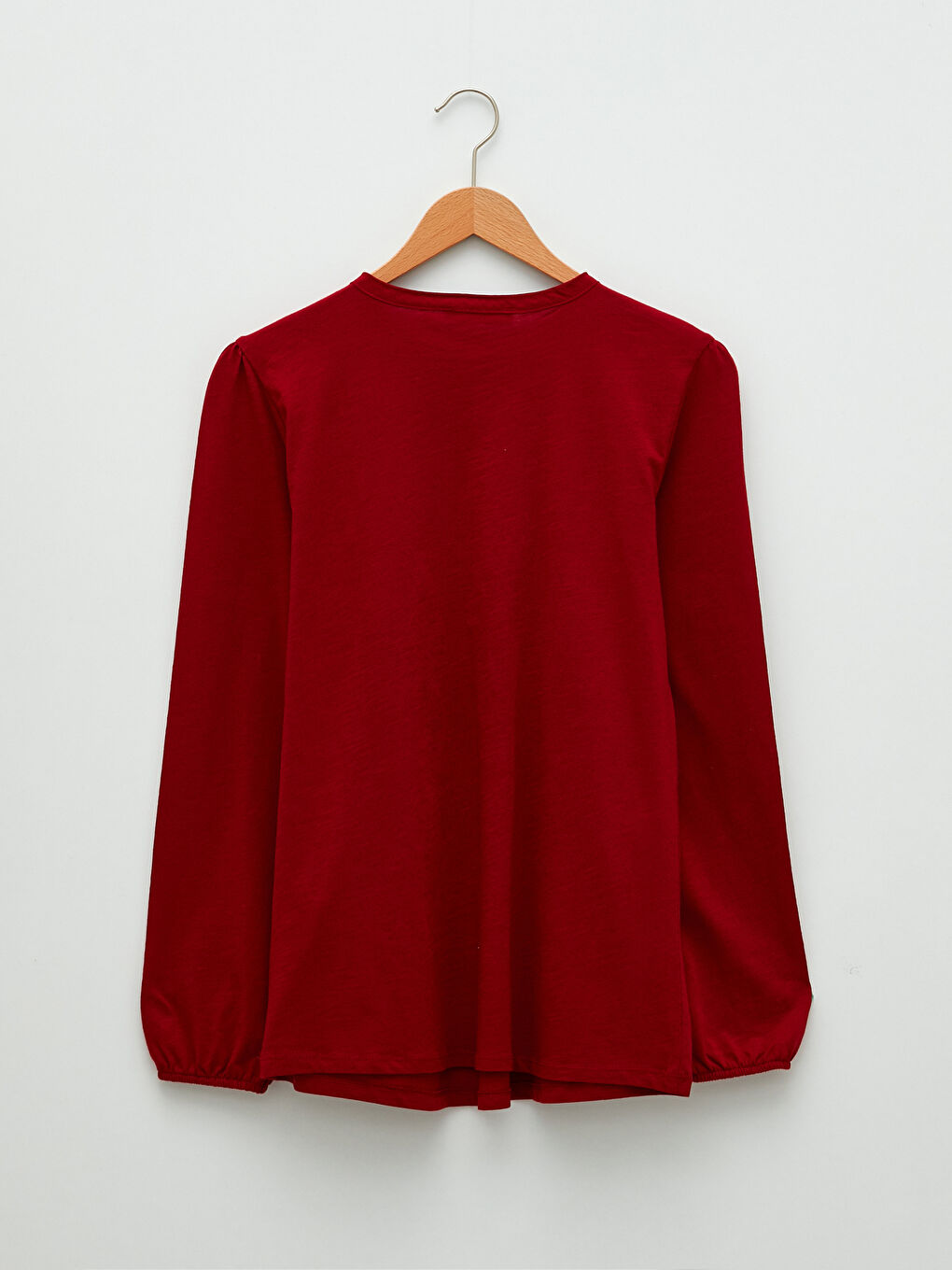 Kırmızı Bisiklet Yaka Nakışlı Uzun Kollu Pamuklu Kadın Bluz-7