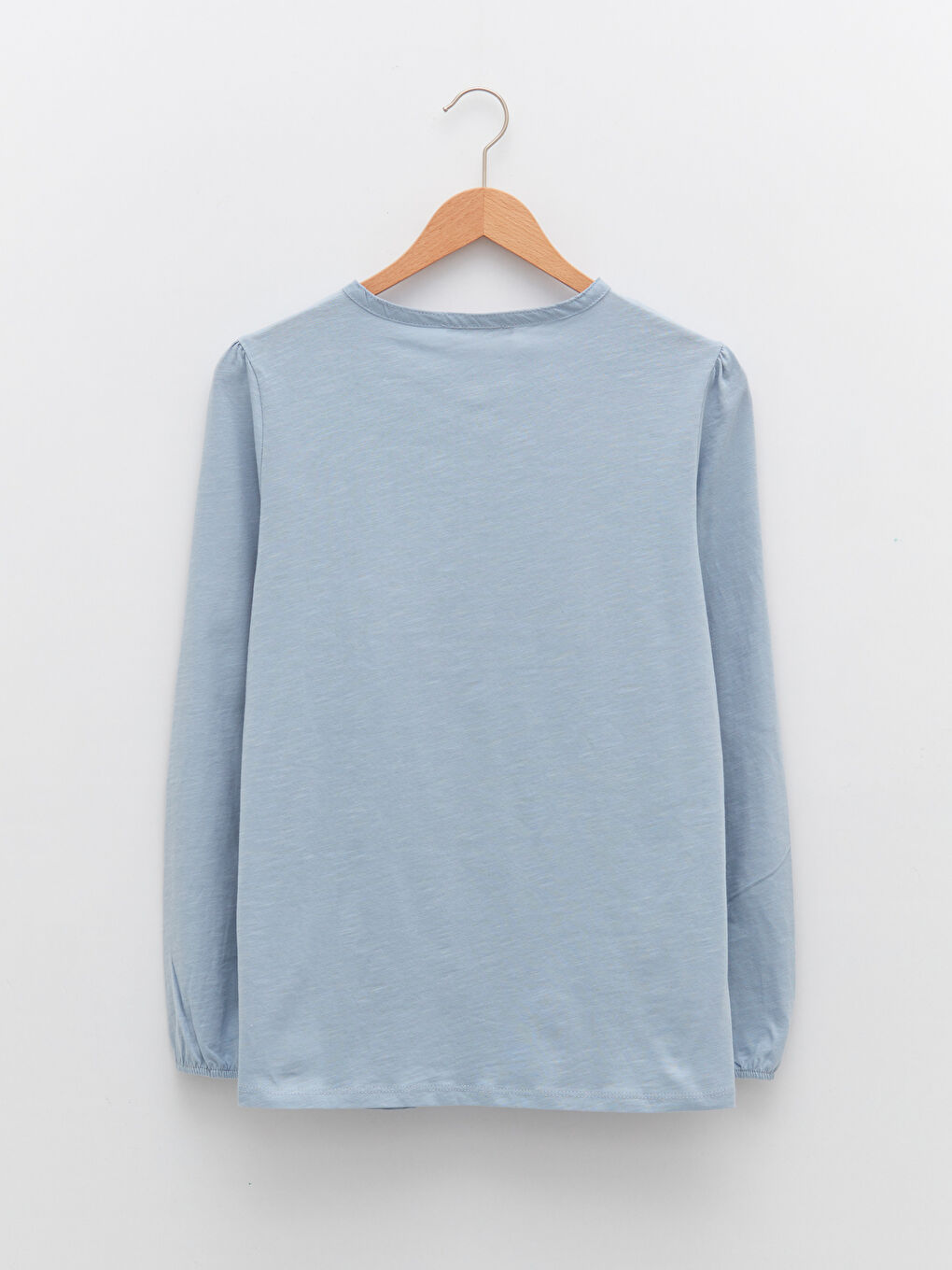 بلوزة قطن كم طويل مطرزة برقبة دائرية للسيدات-6