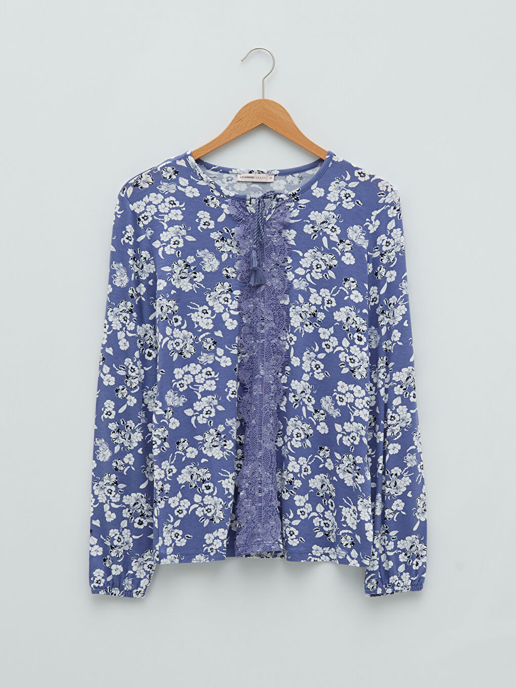 Tie Neck Floral Long Sleeve Women's Blouse-5