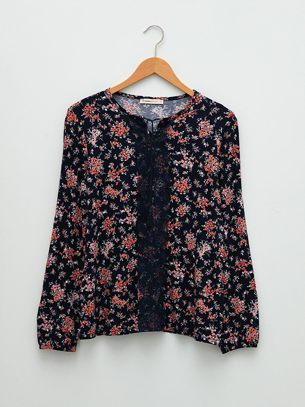 Tie Neck Floral Long Sleeve Women's Blouse-5