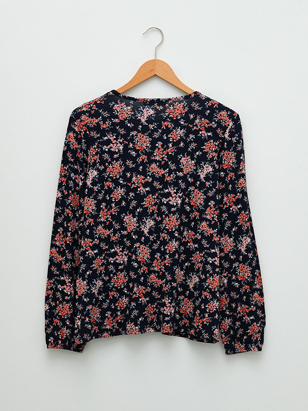 Tie Neck Floral Long Sleeve Women's Blouse-6