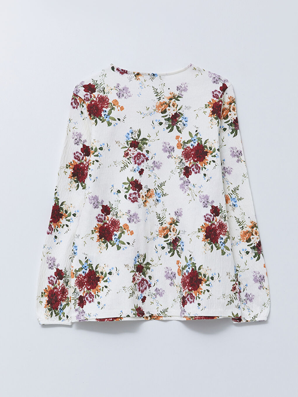 Tie Neck Floral Long Sleeve Women's Blouse-1