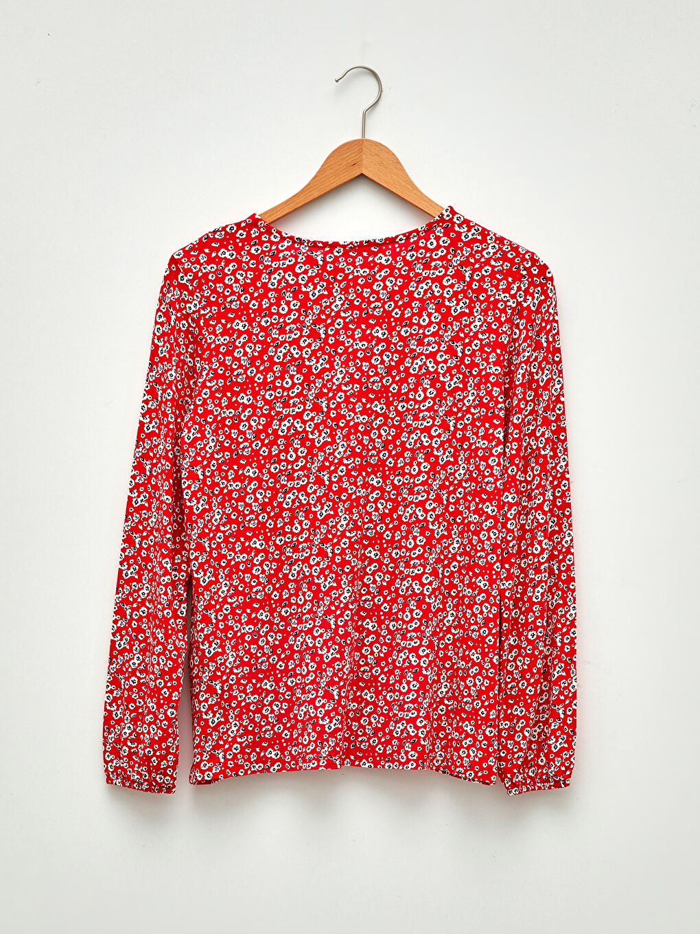 Tie Neck Patterned Long Sleeve Women's Blouse-6