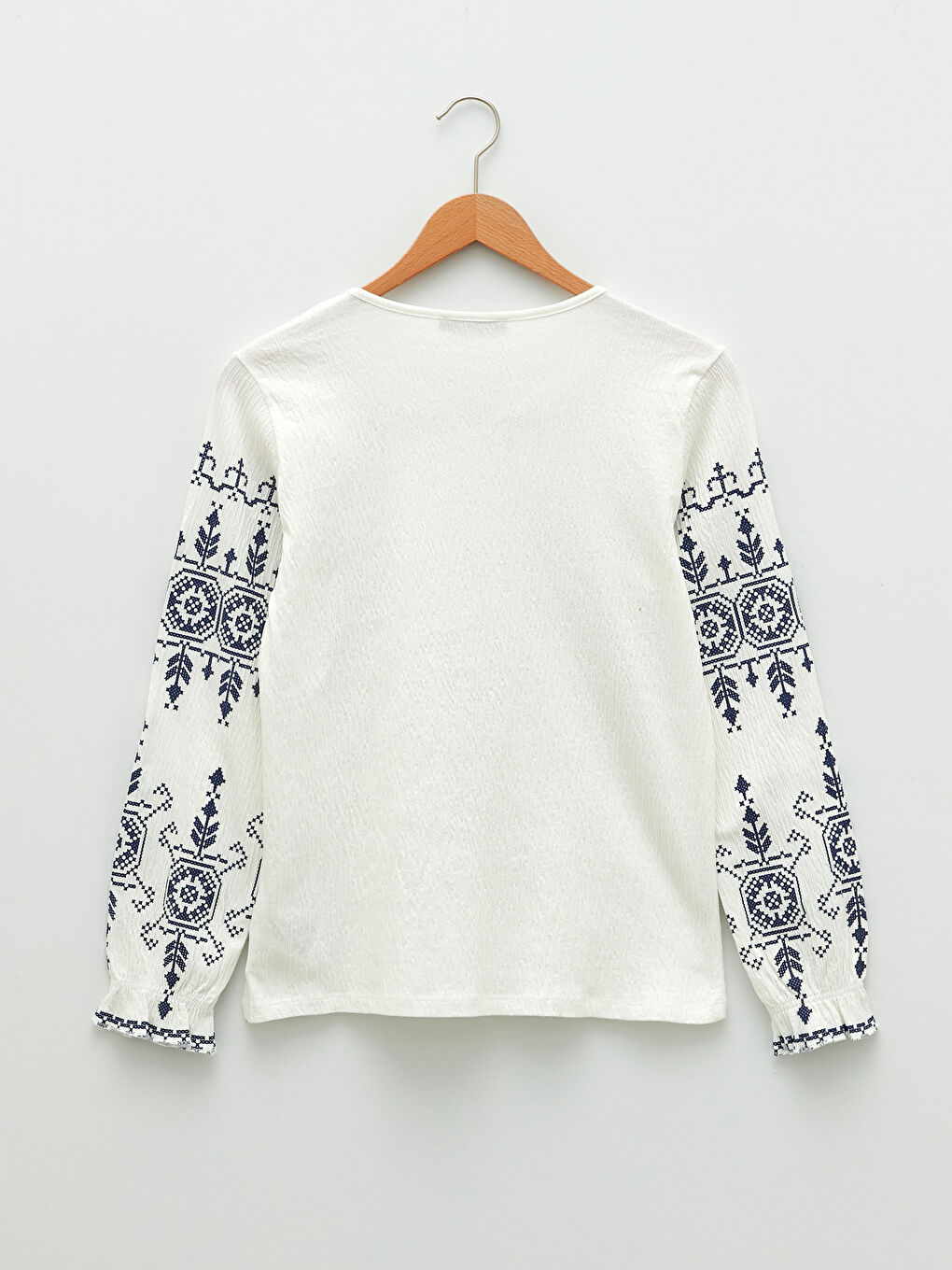 LCW Grace Tie Neck Embroidered Long Sleeve Women's Blouse -S25939Z8-EEW