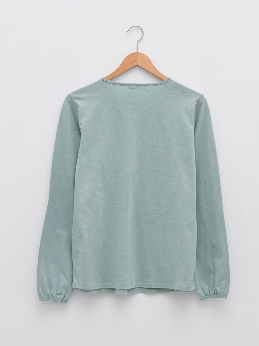 Haki Bağlamalı Yaka Desenli Uzun Kollu Pamuklu Kadın Bluz-6