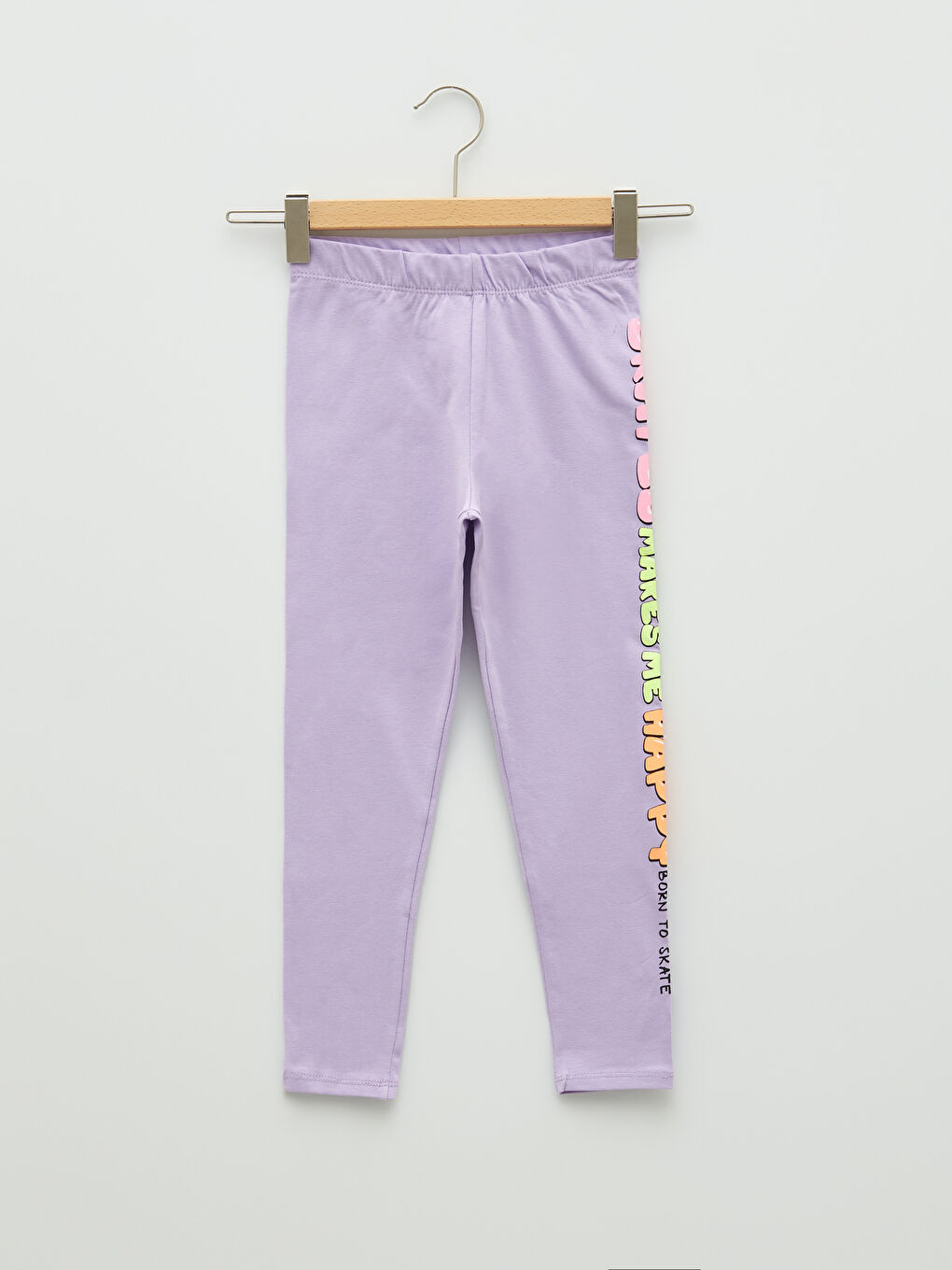 بنطال بناتي ضيق طويل من القطن المطبوع بخصر مطاطي