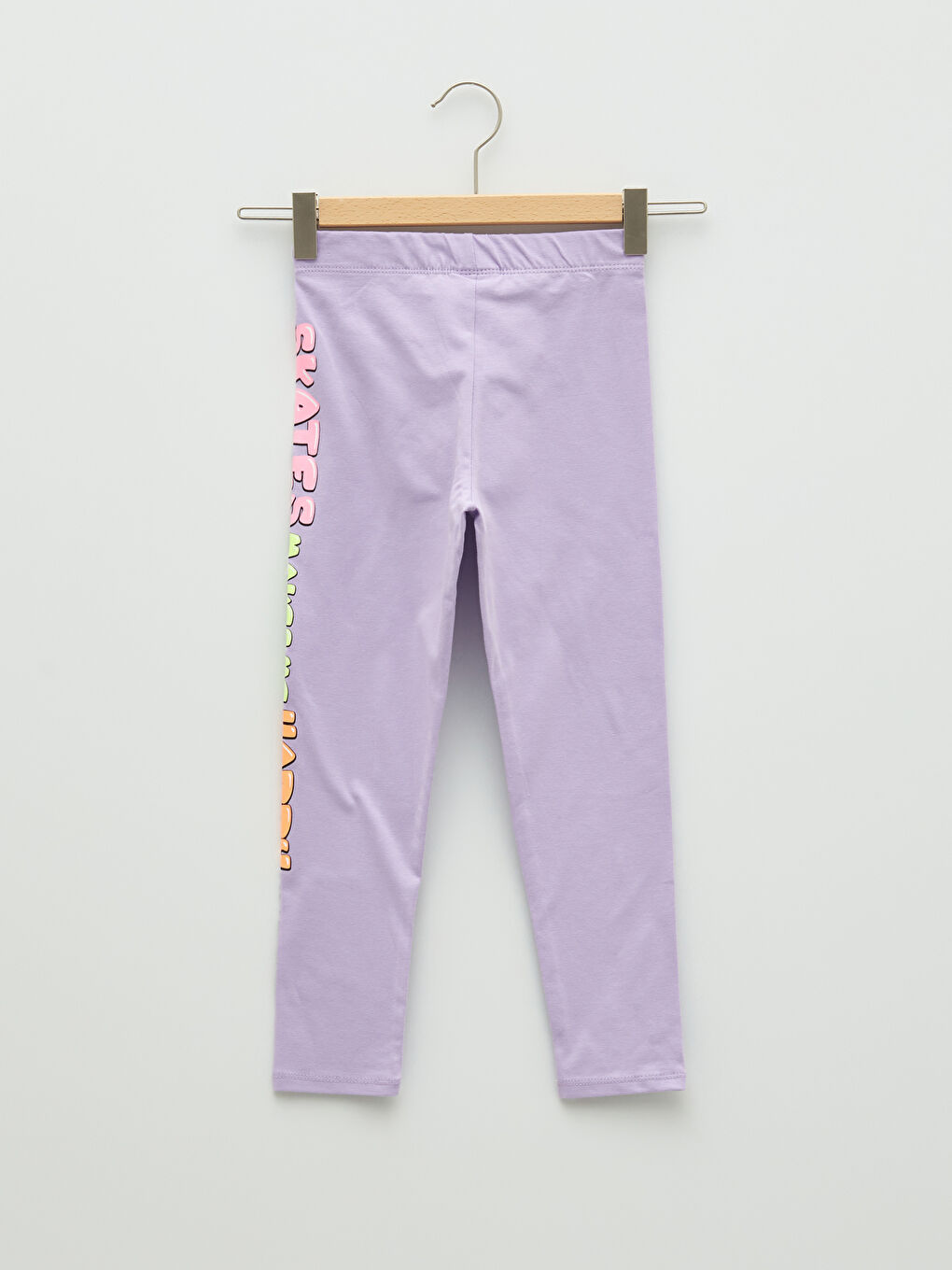 بنطال بناتي ضيق طويل من القطن المطبوع بخصر مطاطي-1