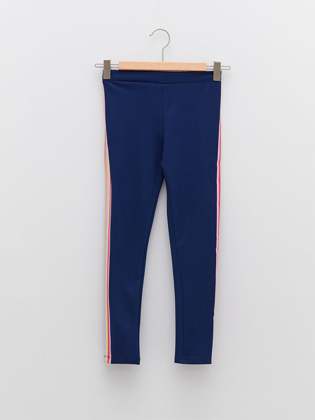 Lacivert Beli Lastikli Basic Pamuklu Kız Çocuk Uzun Tayt