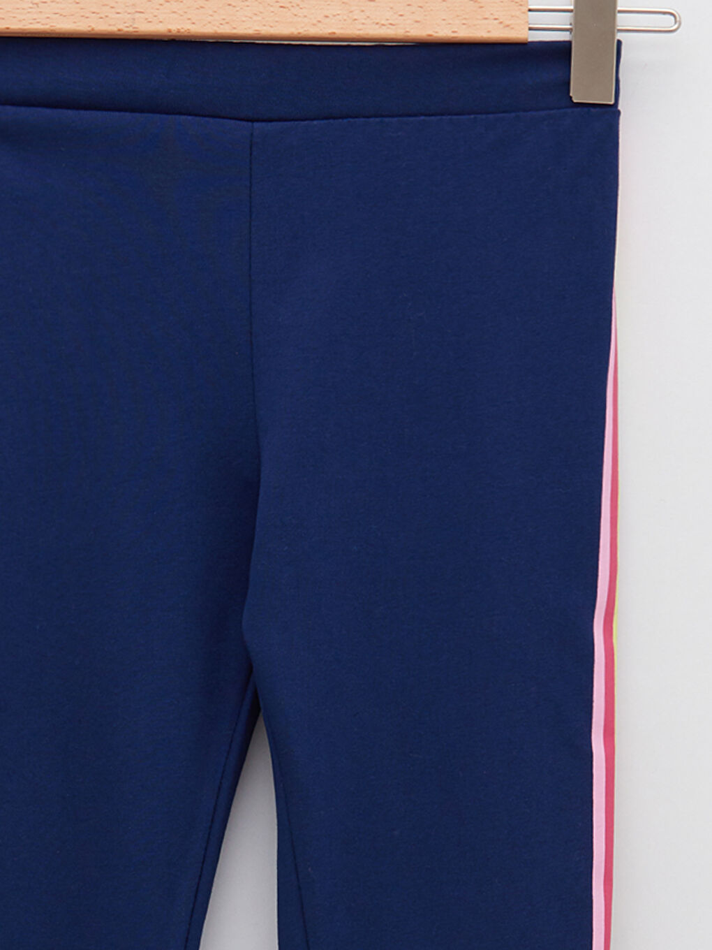 Lacivert Beli Lastikli Basic Pamuklu Kız Çocuk Uzun Tayt-2