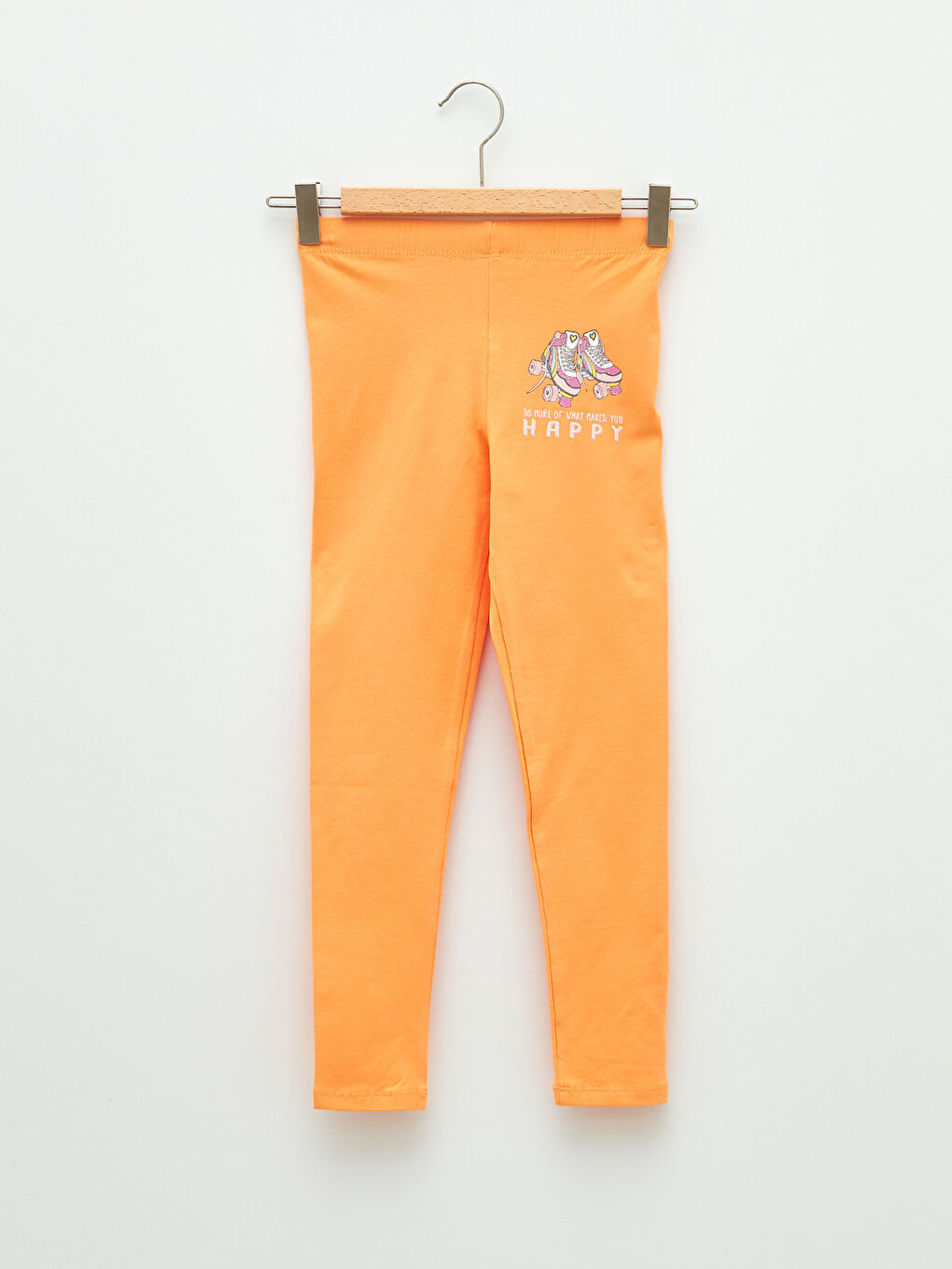 Turuncu Baskılı Uzun Kız Çocuk Tayt