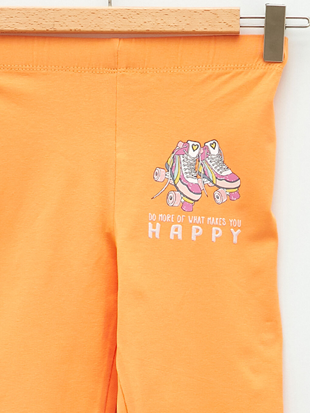 Turuncu Baskılı Uzun Kız Çocuk Tayt-2