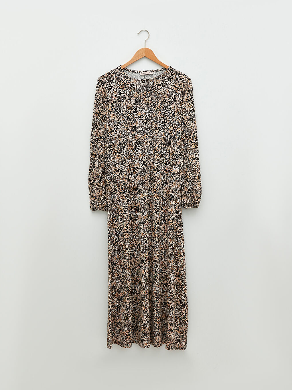 Crew Neck Patterned Long Sleeve Women's Dress -S25953Z8-LQB
