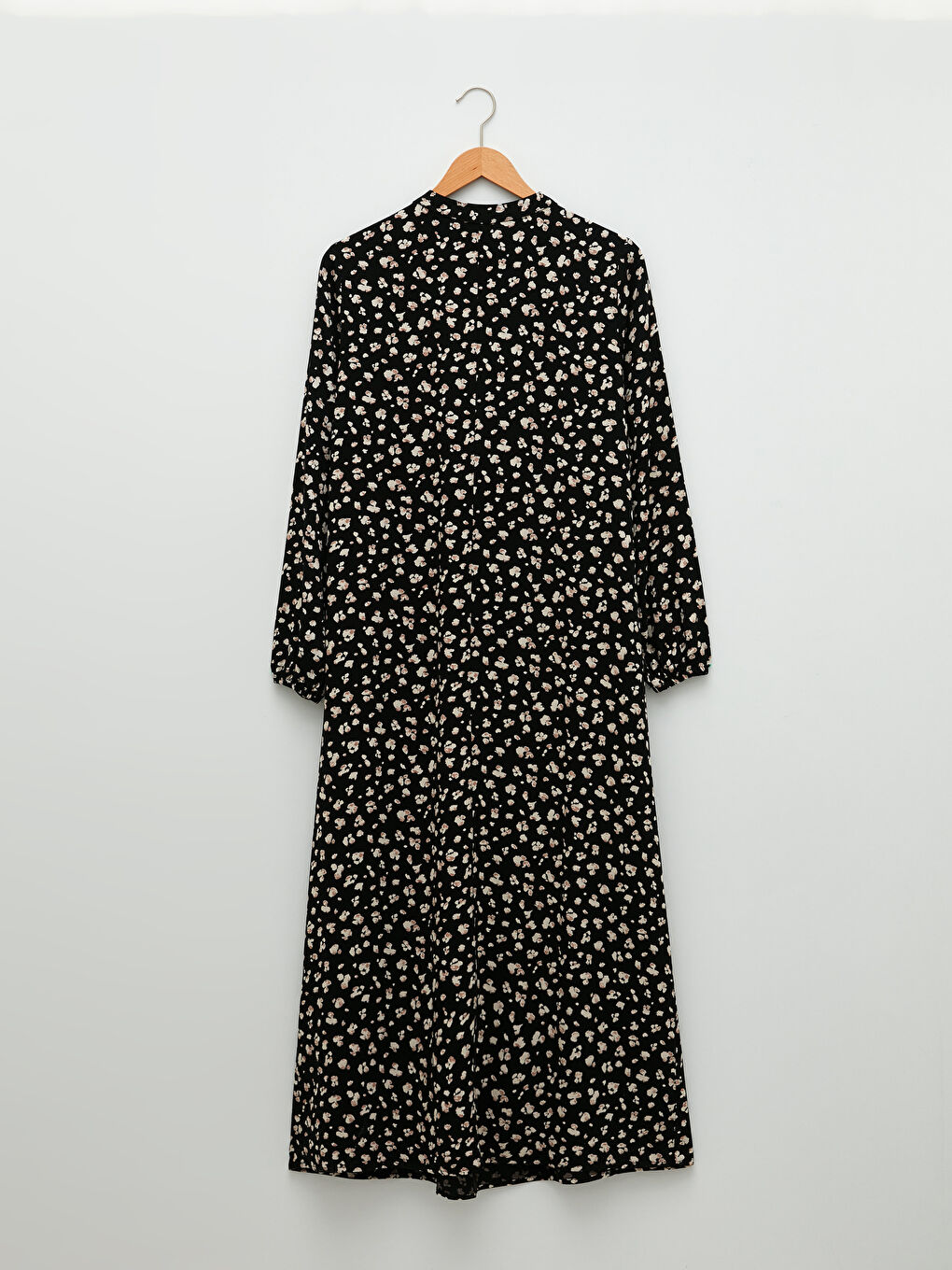 Crew Neck Patterned Long Sleeve A-Cut Belmando Fabric Women's Dress-6