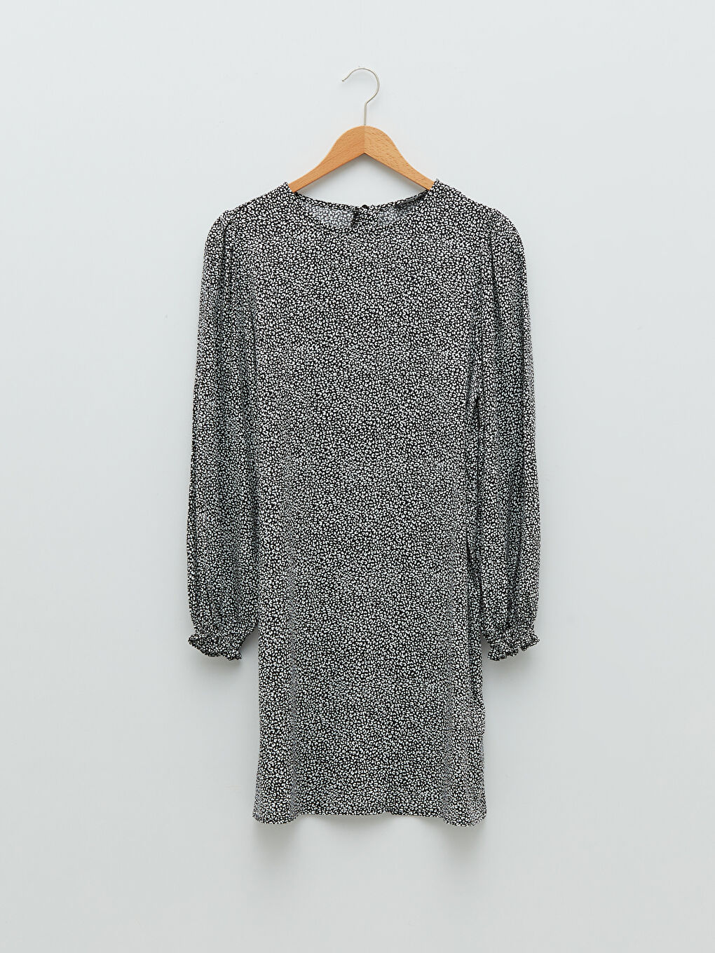 Rundhalsausschnitt Gemustert Langarm Viskose Tunika für Damen-4