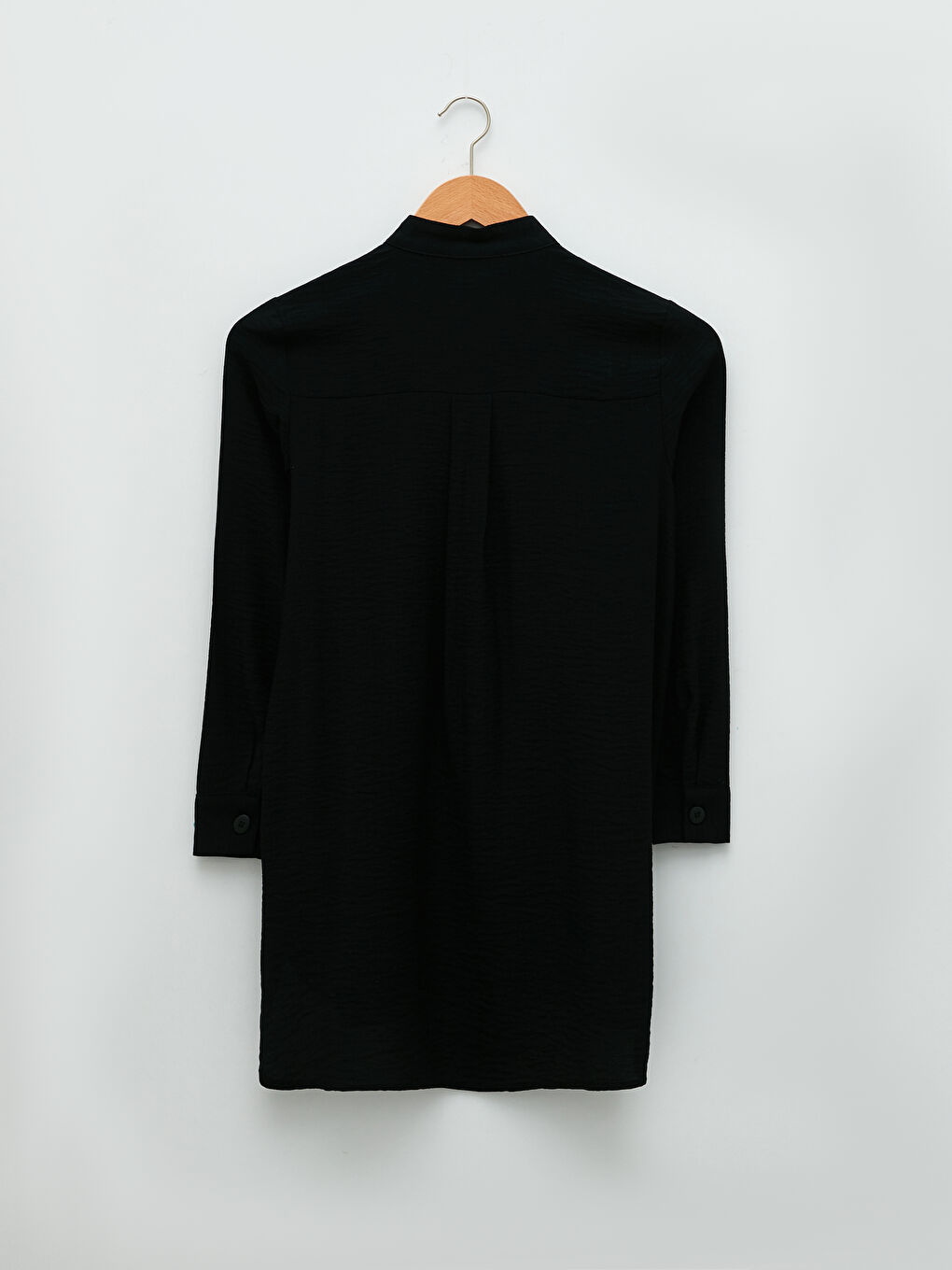 Großvaterkragen Langarm Crêpe Stoff Tunika für Damen-7