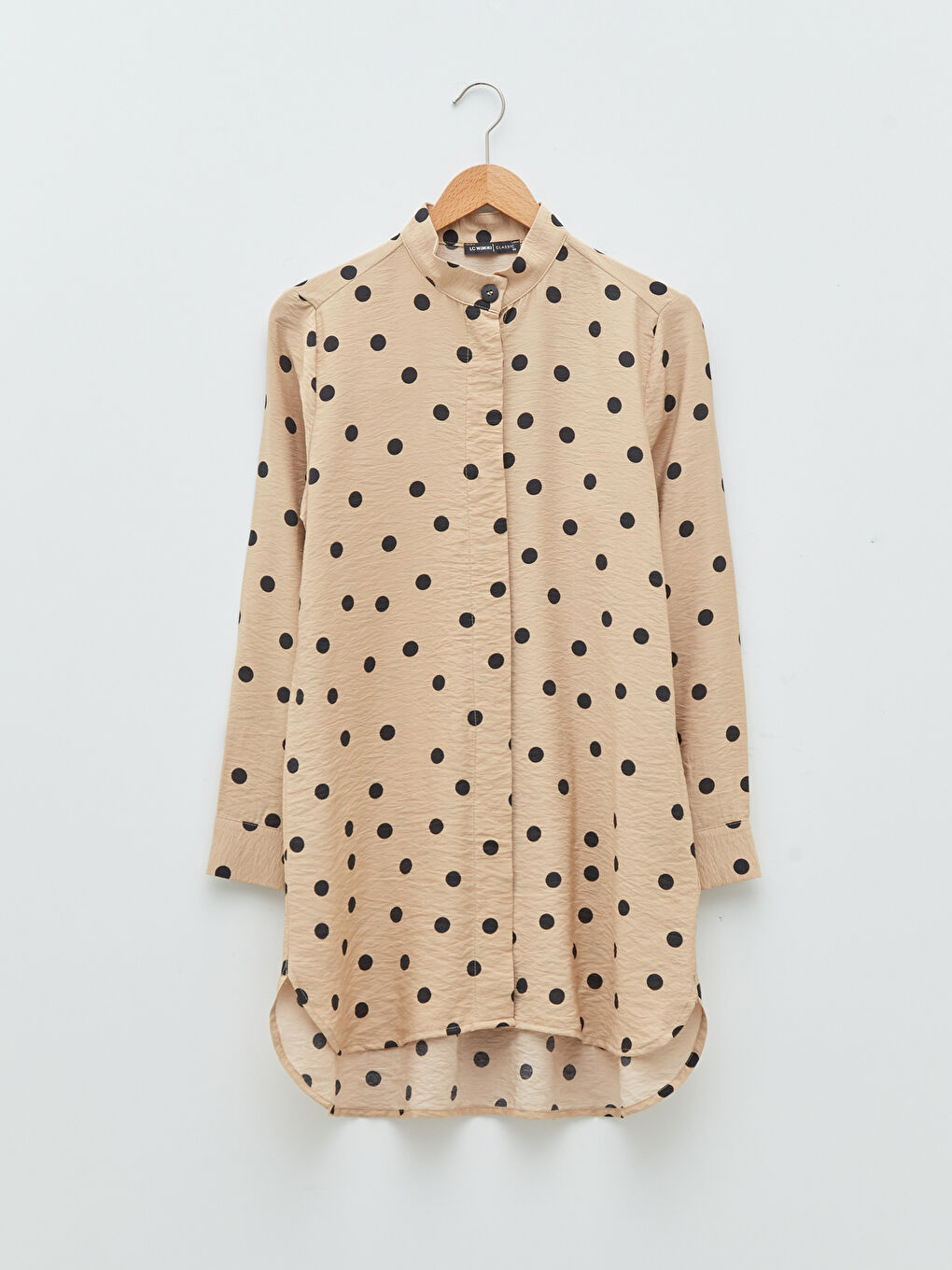 Туника с яка тип дядо, на точки, с дълъг ръкав за жени-5