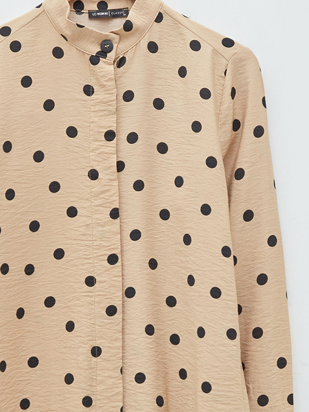 Туника с яка тип дядо, на точки, с дълъг ръкав за жени-7