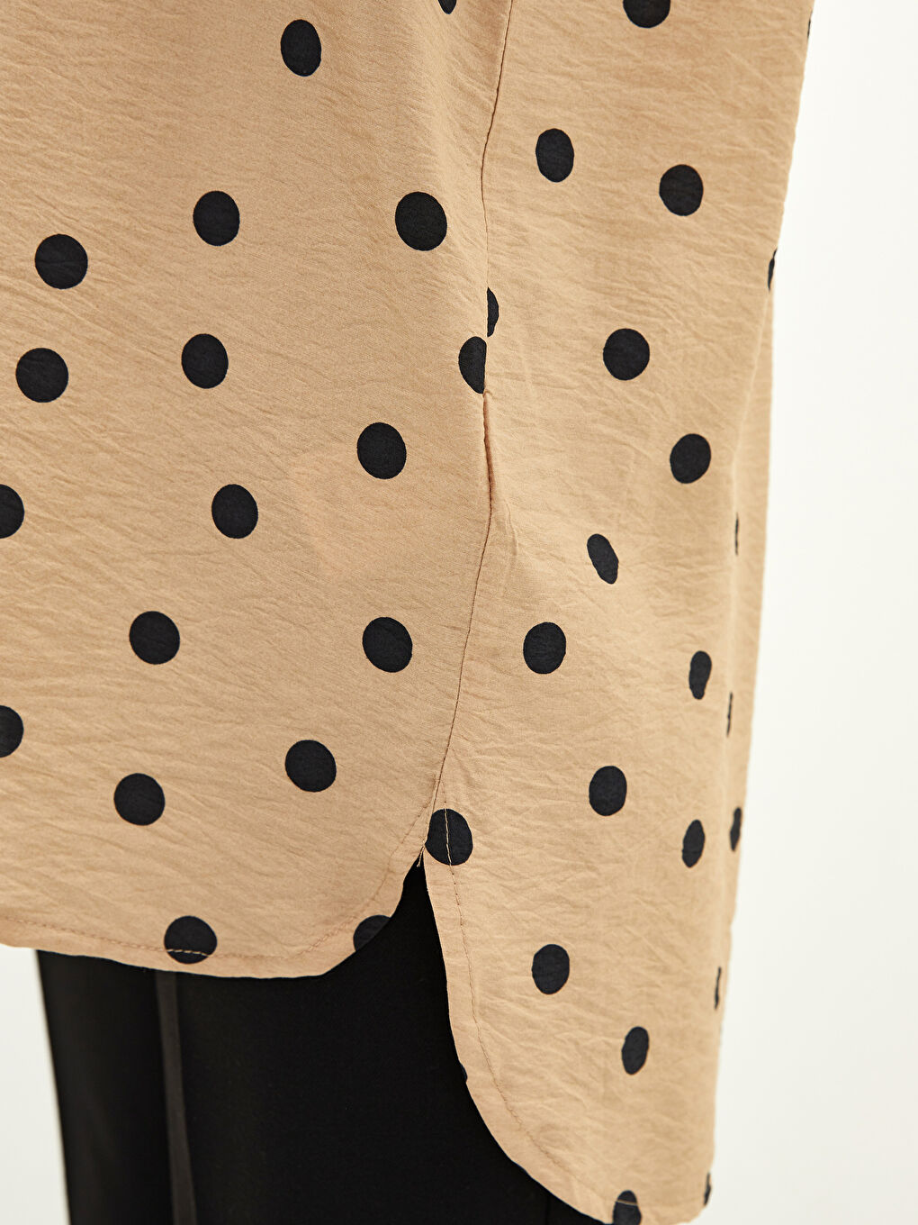 Туника с яка тип дядо, на точки, с дълъг ръкав за жени-2