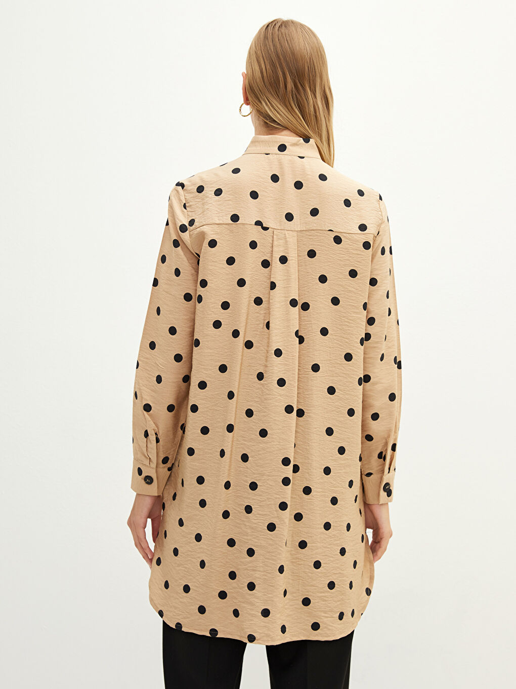 Туника с яка тип дядо, на точки, с дълъг ръкав за жени-4