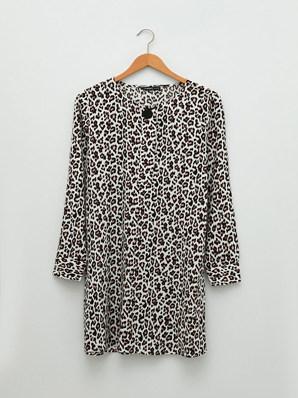 Crew Neck Patterned Long Sleeve Viscose Women's Tunic-5