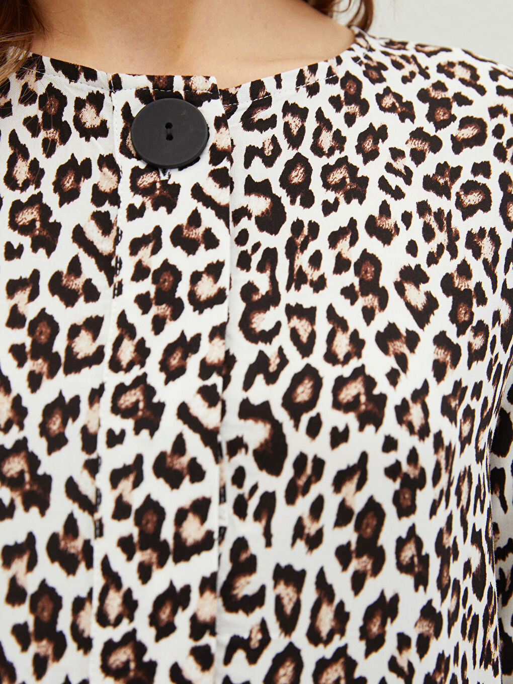 Crew Neck Patterned Long Sleeve Viscose Women's Tunic-3