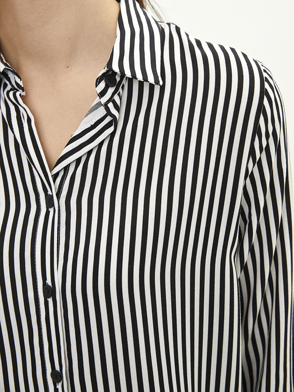 Striped Long Sleeve Viscose Women's Shirt Tunic-3