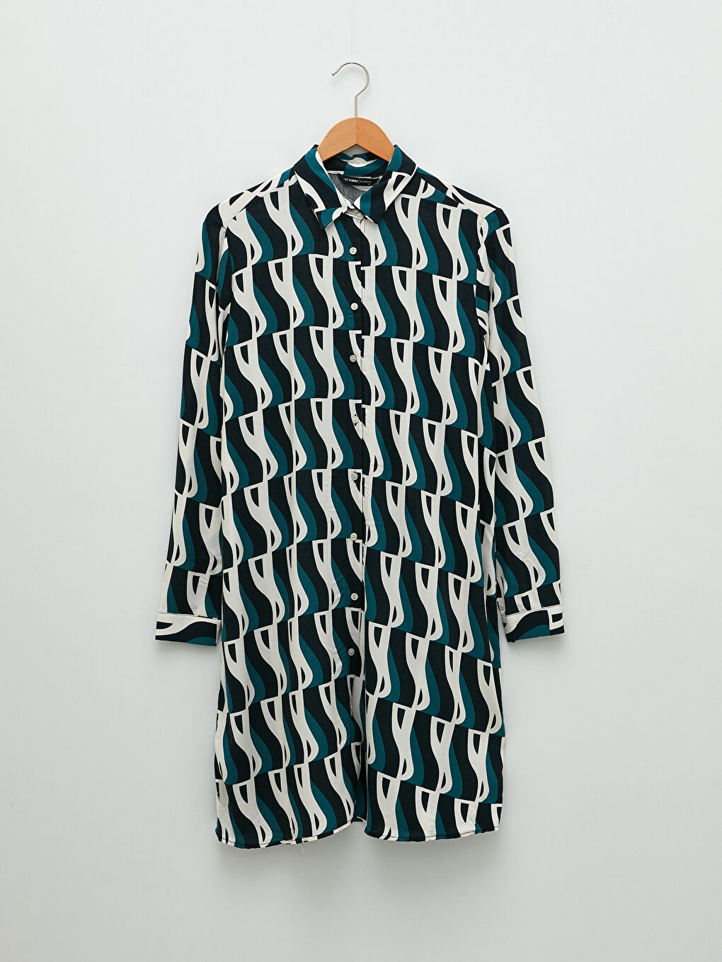 Patterned Long Sleeve Viscose Women's Shirt Tunic-4