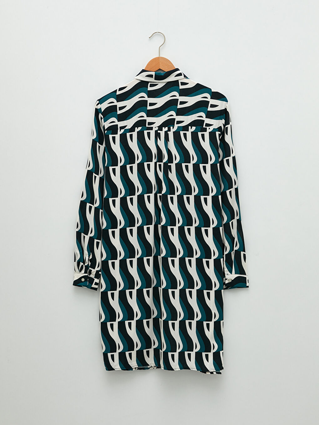 Patterned Long Sleeve Viscose Women's Shirt Tunic-5