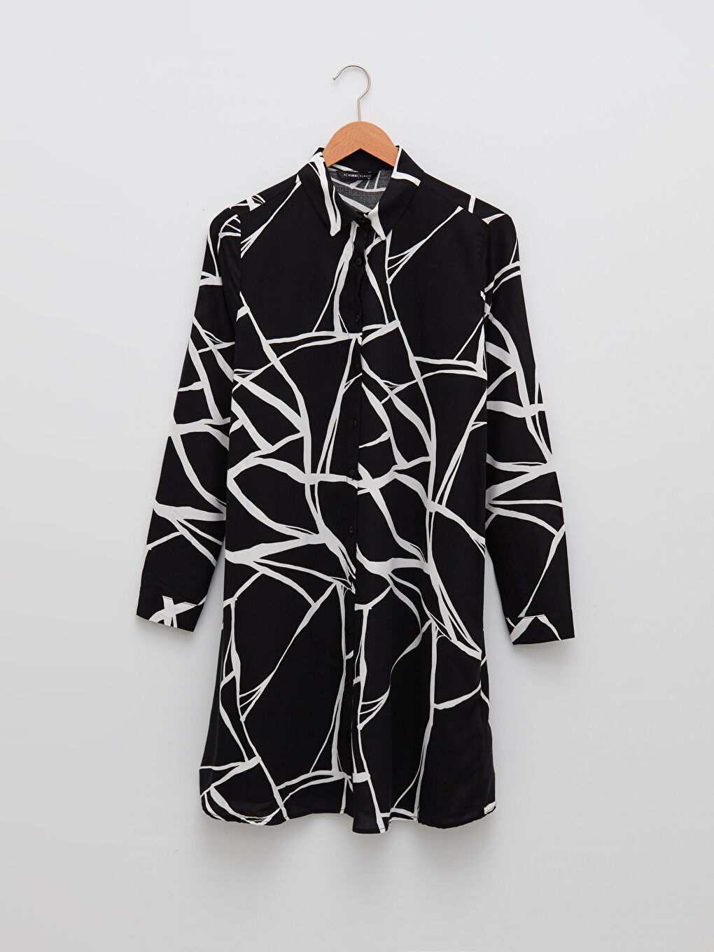 Шарена риза-туника с дълъг ръкав от вискоза за жени-6